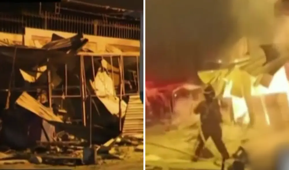 Se registró incendio en el mercado Nueva Esperanza en Villa María del Triunfo. Foto: Composición LR.