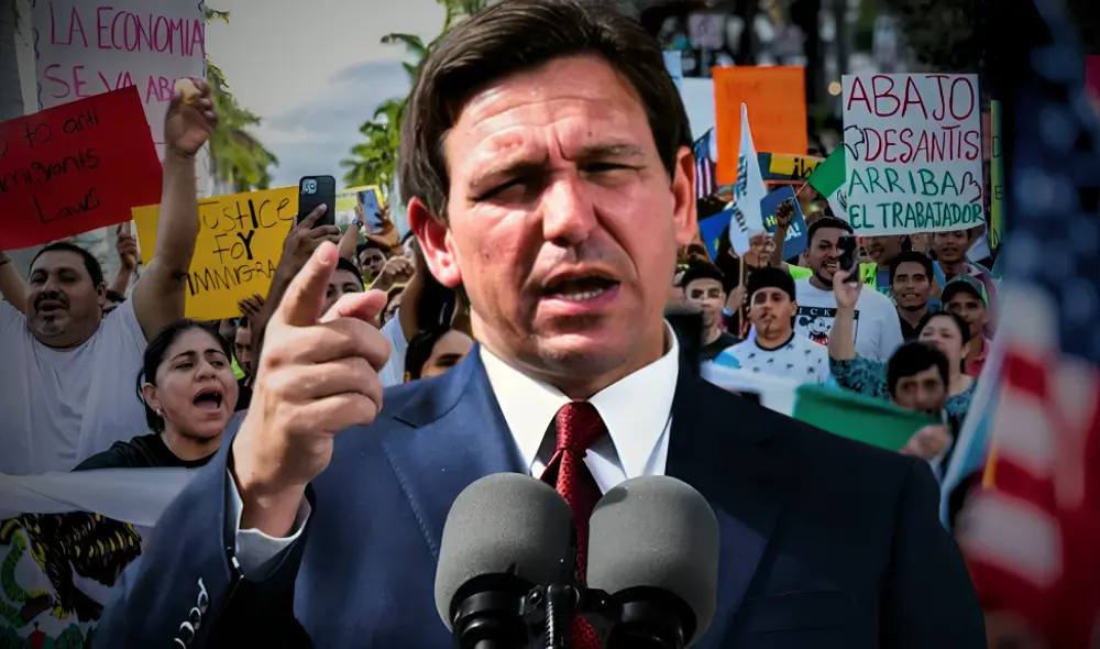 Ron DeSantis ha impulsado nuevas medidas alineadas con las políticas de Donald Trump para detener y deportar inmigrantes indocumentados en Florida. Foto: composición LR/Telemundo/Paul Hennessy