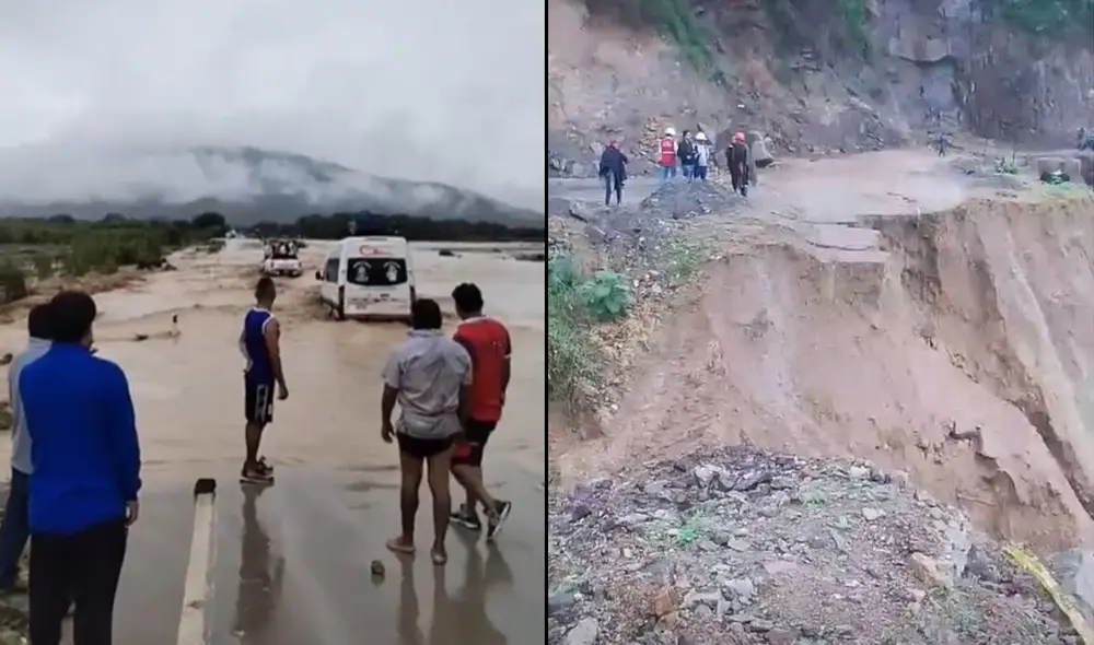 Desbordamiento del río Serrán y lluvias en Piura pone en riesgo a conductores. Foto: composición LR/difusión Desbordamiento del río Serrán y lluvias en Piura pone en riesgo a conductores. Foto: composición LR/difusión