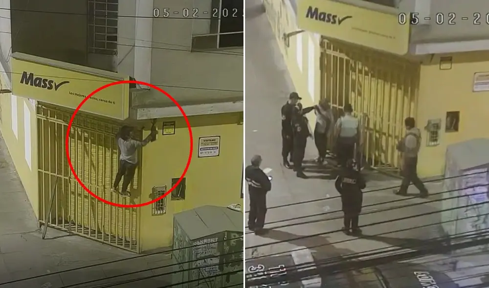 Captura de delincuente en flagrancia por intento de robo de reflectores en tienda Mass. Foto: composición LR/PNP