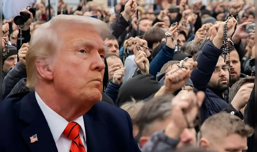 Fieles de Estados Unidos aseguran que las políticas migratorias de Trump vulneran los espacios de culto. Foto: composición LR/AFP/Bydgoszcz24