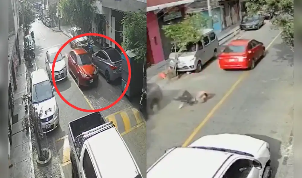 Policía terminó tendido en la pista tras el impacto que recibió. Foto: Difusión Policía terminó tendido en la pista tras el impacto que recibió. Foto: Difusión