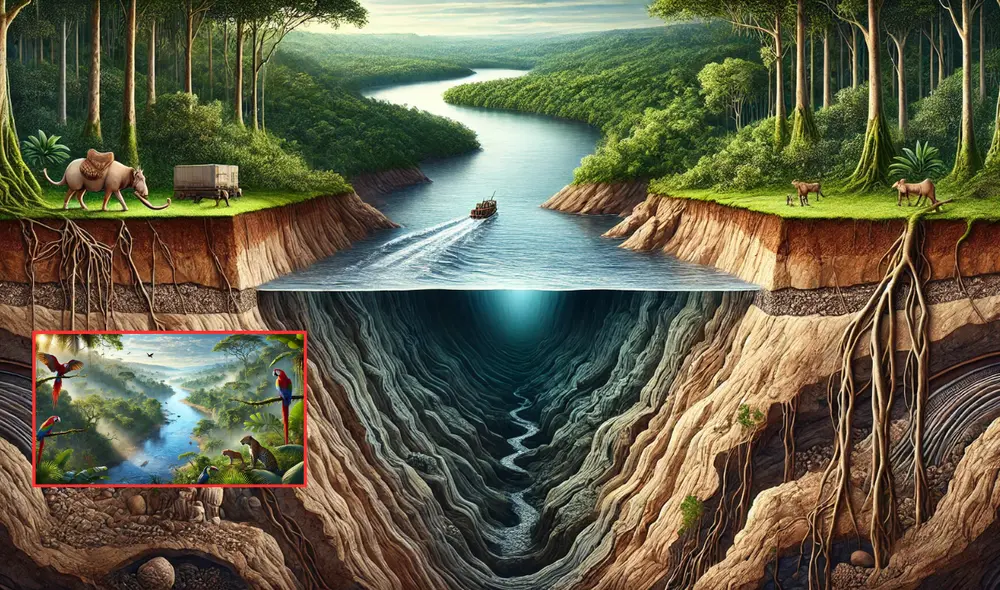 Este misterioso río subterráneo tiene la particularidad de fluir en la misma dirección que el Amazonas. Foto: composición LR/chatgpt