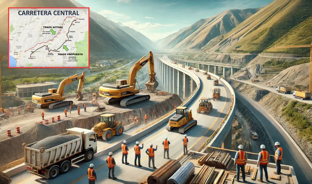 La Nueva Carretera Central tendrá como objetivo reducir el tiempo de trayecto que tiene actualmente. Foto: composición LR/chatgpt/Desarrollo Peruano