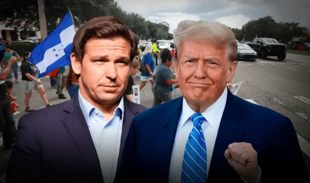 Ron DeSantis ha defendido su propuesta como un paso crucial para liderar en la lucha contra la inmigración ilegal. Foto: composición LR Ron DeSantis ha defendido su propuesta como un paso crucial para liderar en la lucha contra la inmigración ilegal. Foto: composición LR