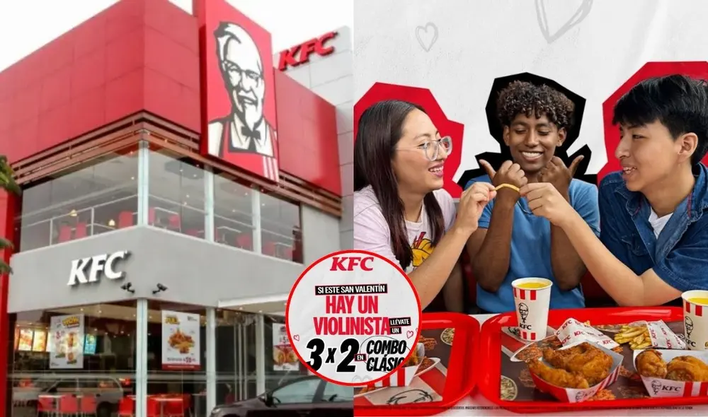 KFC Perú, la cadena de comida rápida, ha lanzado una oferta especial para celebrar el 14 de febrero. Foto: composición LR