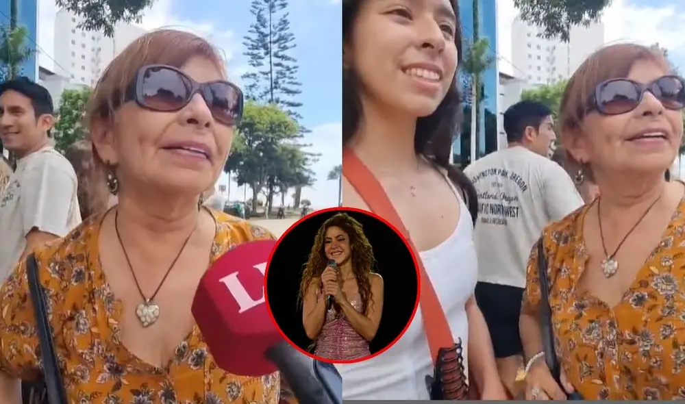 Una abuela y su nieta esperan emocionadas afuera del hotel de Shakira en Lima. Foto: composición LR
