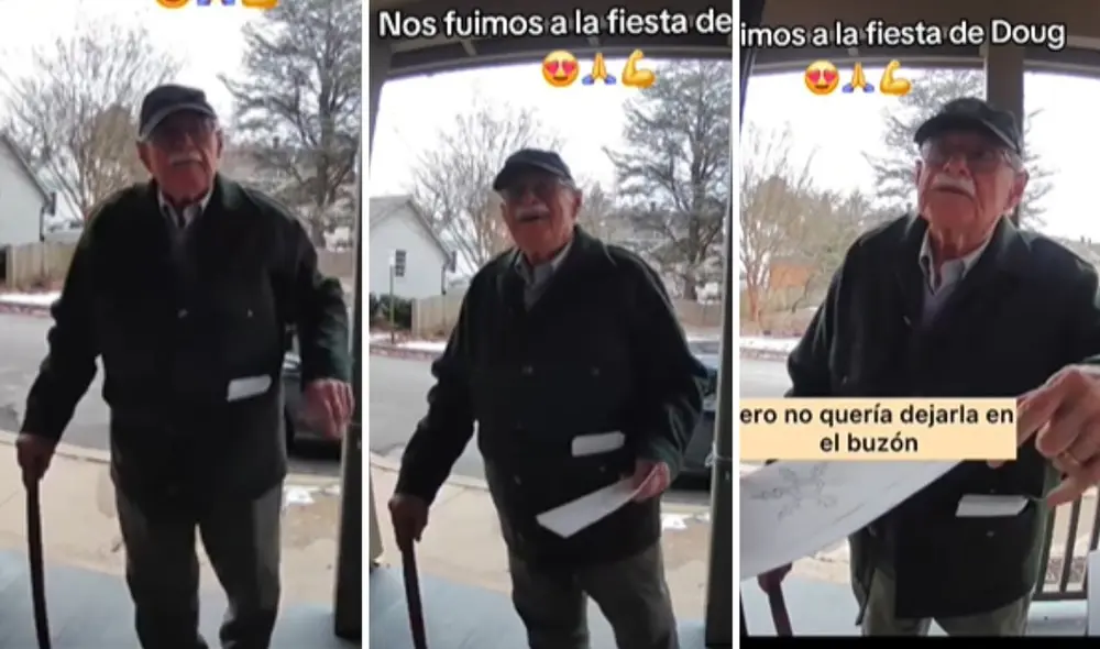 Adulto mayor de 85 años conmueve al invitar en persona a su fiesta. Foto: captura TikTok