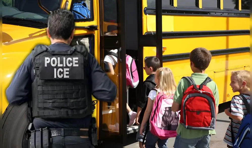 Padres preocupados por presuntos interrogatorios de ICE en autobuses escolares de Texas. Foto: Composición LR/istock/ICE
