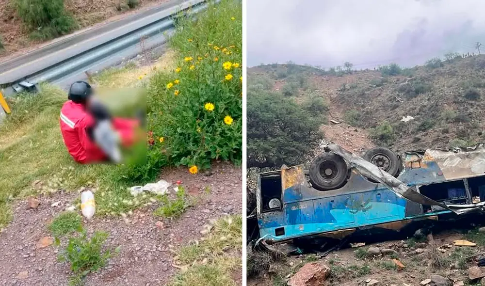 Al menos 30 personas perdieron la vida este lunes cuando un autobús de pasajeros cayó a un abismo de 800 metros en la localidad de Yocalla, Bolivia. Foto: composición LR/El Deber