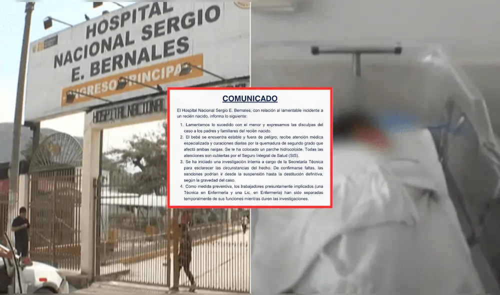 Hospital se manifestó tras quemaduras de bebé cuando lo bañaban. Foto: Difusión Hospital se manifestó tras quemaduras de bebé cuando lo bañaban. Foto: Difusión