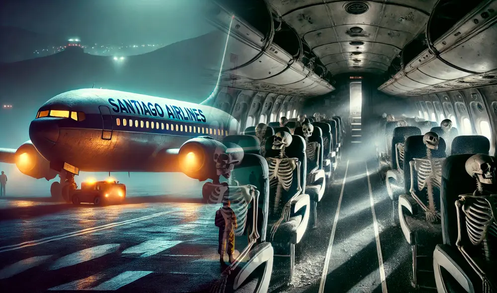 El vuelo 513 de Santiago Airlines desapareció en Alemania y aterrizó 35 años después en Brasil con 92 esqueletos a bordo. Foto: composición LR/ChatGPT El vuelo 513 de Santiago Airlines desapareció en Alemania y aterrizó 35 años después en Brasil con 92 esqueletos a bordo. Foto: composición LR/ChatGPT