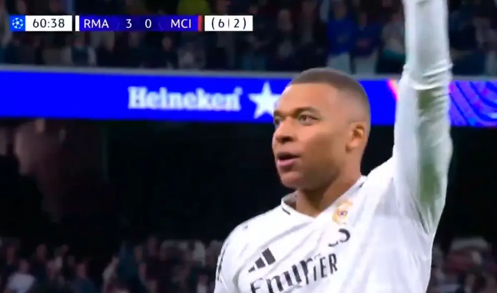 Kylian Mbappé convirtió su segundo triplete con la camiseta del Real Madrid. Foto: captura/ESPN