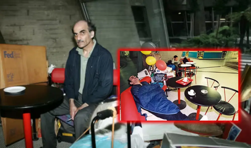 Mehran Karimi Nasseri vivió 18 años de la comida y el apoyo de los pasajeros del aeropuerto de Francia. Foto: composición LR/Difusión