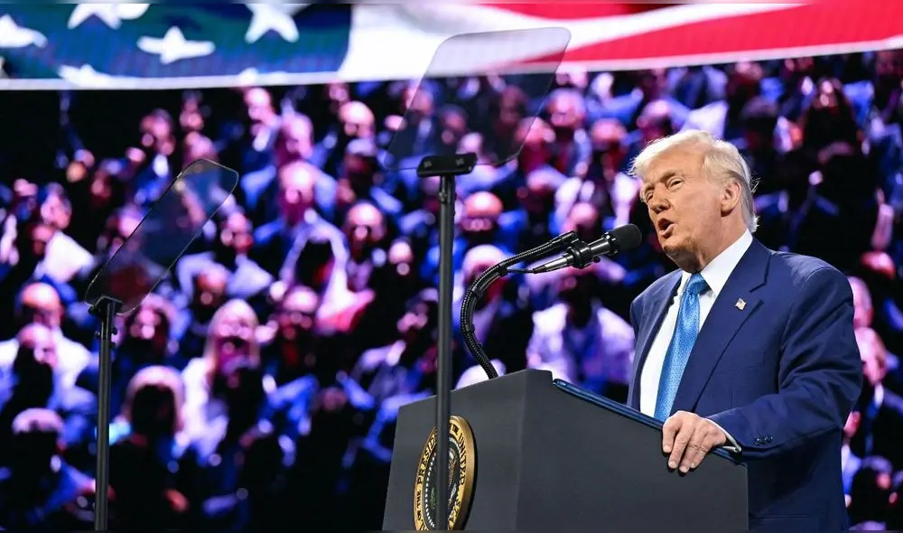 El presidente estadounidense Donald Trump habla en la Cumbre FII PRIORITY Miami 2025. Foto: AFP.