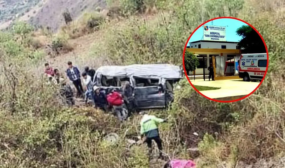 Un accidente de tránsito en Huaral dejó a 10 pasajeros heridos tras la caída de una miniván al río Chancay.  Foto: difusión/Hospital de Huaral.