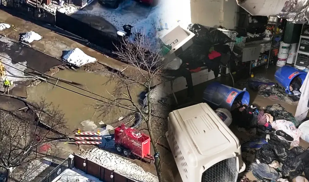 "Parecía un río. El agua bajaba muy rápido", indicó Claudia Ortiz, una de las vecinas afectadas. Foto: Composición LR/AP News/Telemundo