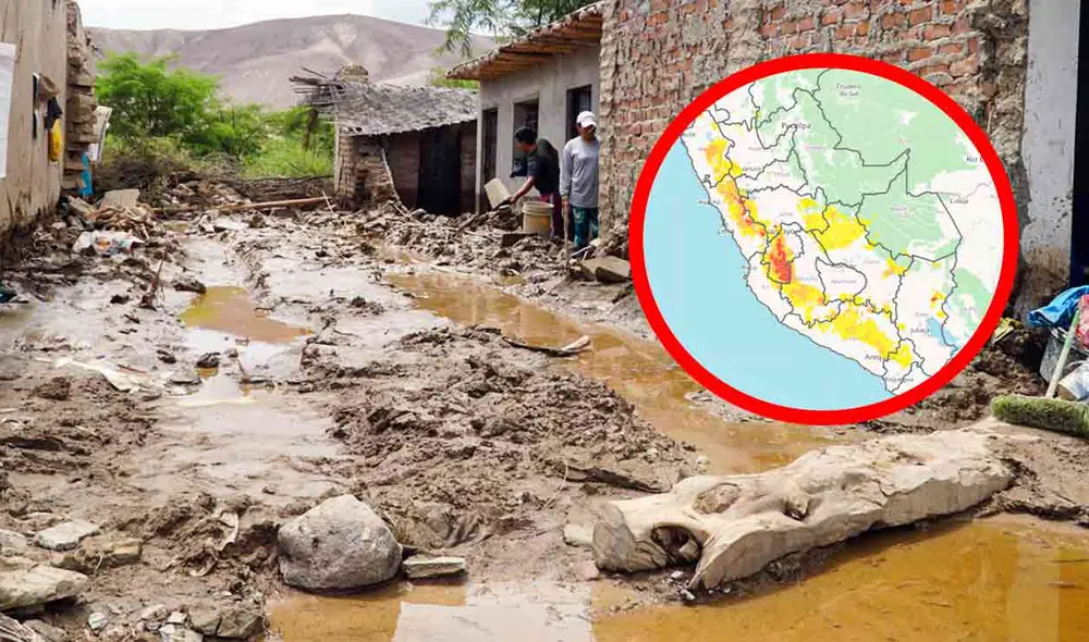 Más de 1,800 kilómetros de vías y cientos de centros educativos y de salud podrían verse afectados por las fuertes lluvias y la posible activación de quebradas. Foto: composición LR/Andina