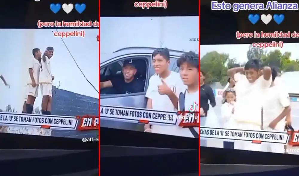 Pablo Ceppelini se mostró sonriente cuando los juveniles de Universitario se acercaron a su vehículo para pedirle una foto. Foto: composición LR/captura