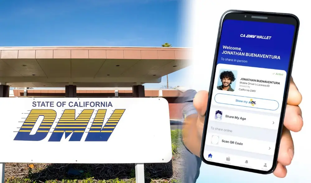 La DMV Wallet es la aplicación oficial del DMV de California, que almacena de forma segura la licencia digital mDL, permitiendo compartir solo la información necesaria sin conexión a internet. Foto: composición LR / DMV CA