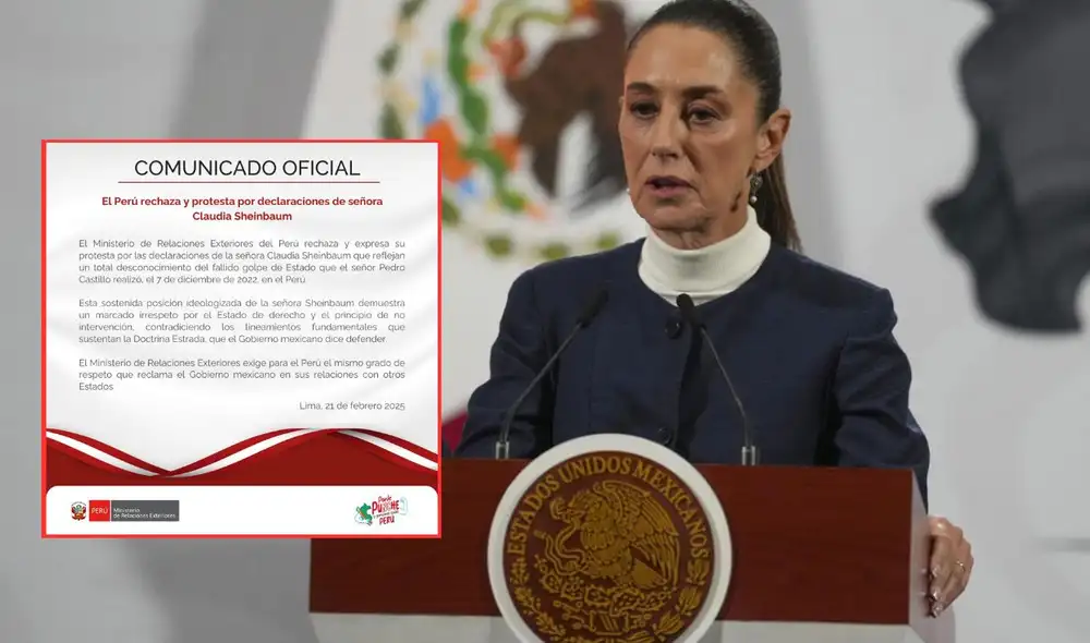 Cancillería rechazó declaraciones de la presidenta de México. Foto: composición LR Cancillería rechazó declaraciones de la presidenta de México. Foto: composición LR