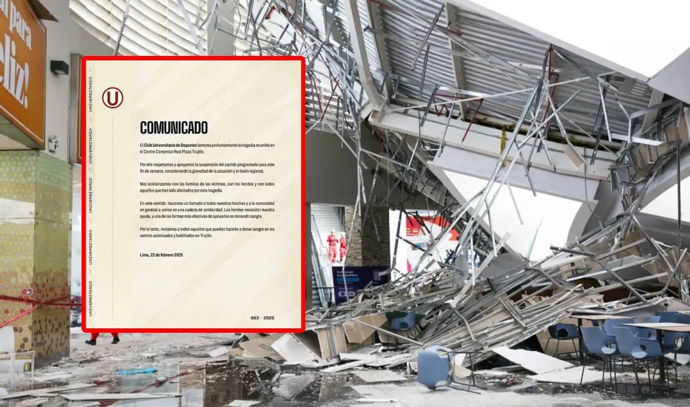 Universitario se pronunció tras la suspensión del partido por la tragedia ocurrida en Trujillo. Foto: composición GLR/Universitario Universitario se pronunció tras la suspensión del partido por la tragedia ocurrida en Trujillo. Foto: composición GLR/Universitario