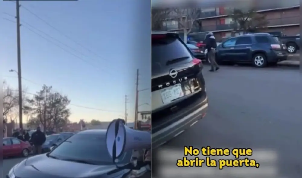 La mujer en Denver colocó el megáfono en su auto para advertir a los inmigrante sobre el ICE. Foto: TikTok