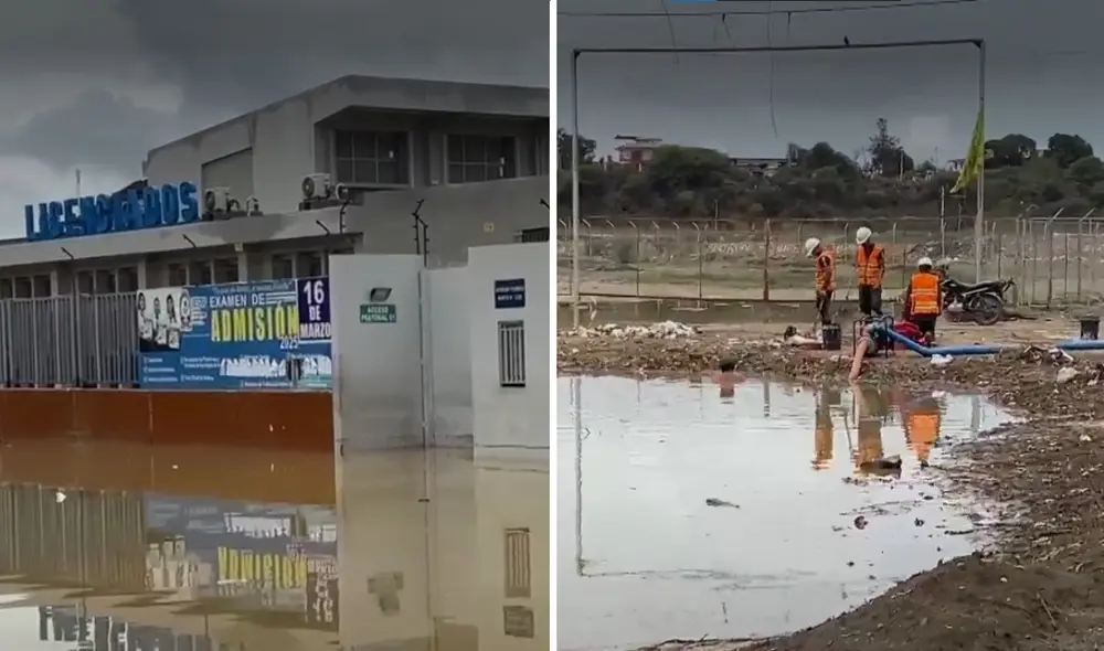 El Ejército movilizó personal a la zona para retirar el agua estancada con motobombas. Foto: captura/canal N