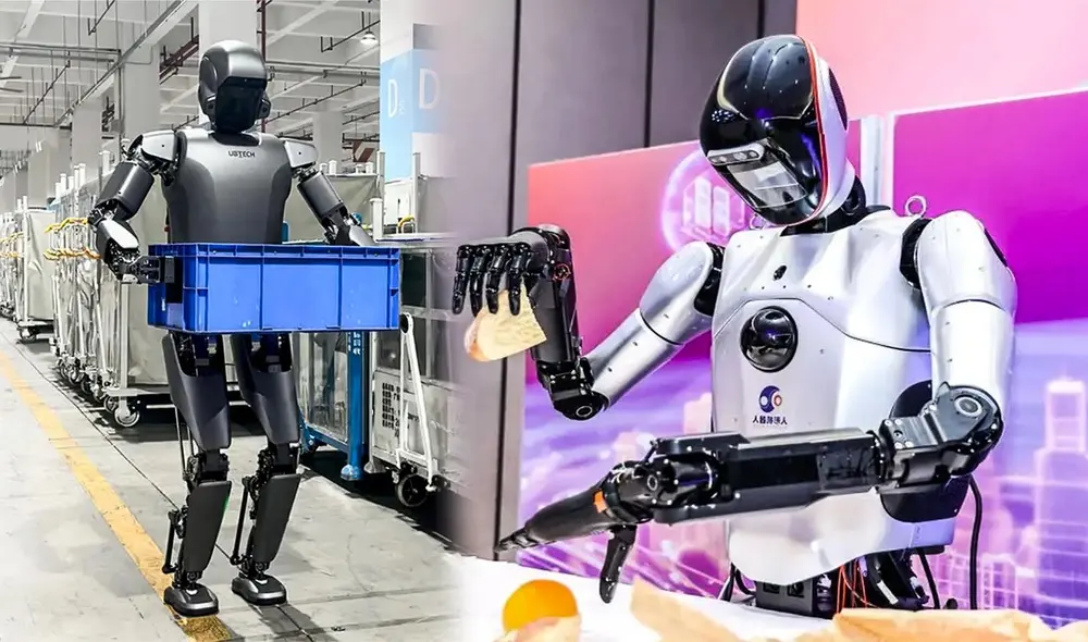 China apuesta por el alquiler de robots humanoides como alternativa a la mano de obra humana. Con precios desde US$344 al día, estos dispositivos están ganando terreno en fábricas, comercios y hogares. Foto: composición LR/Qinglong/BYD