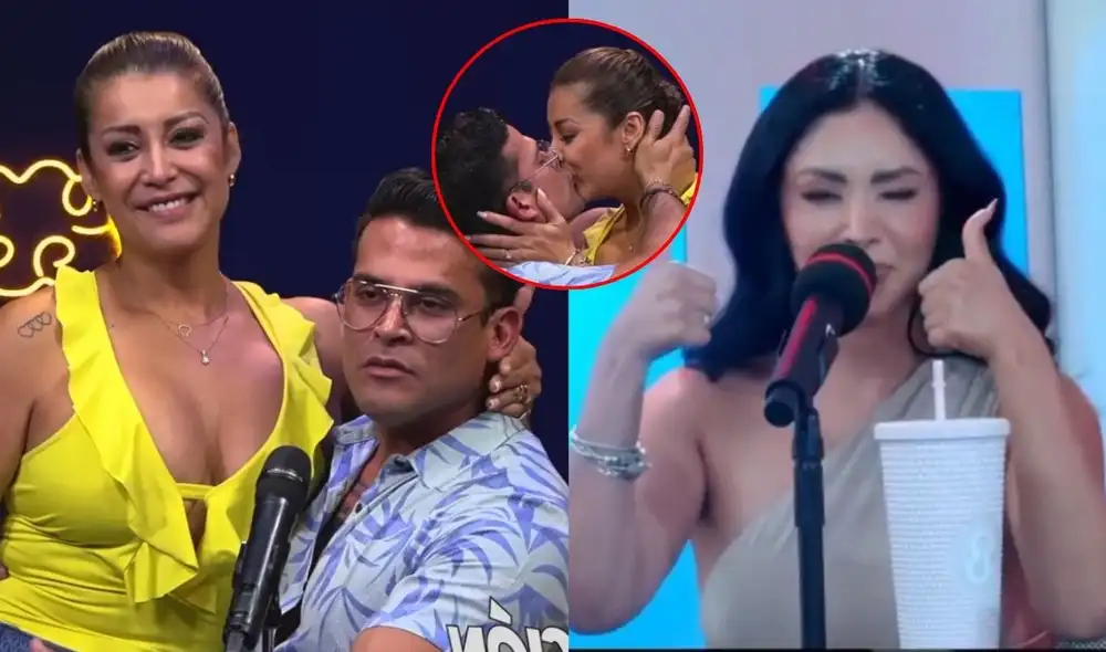 Pamela Franco reaccionó a una posible boda entre Christian Domínguez y Karla Tarazona. Foto: Composición LR/YoutubeTampodcast/TVMOS