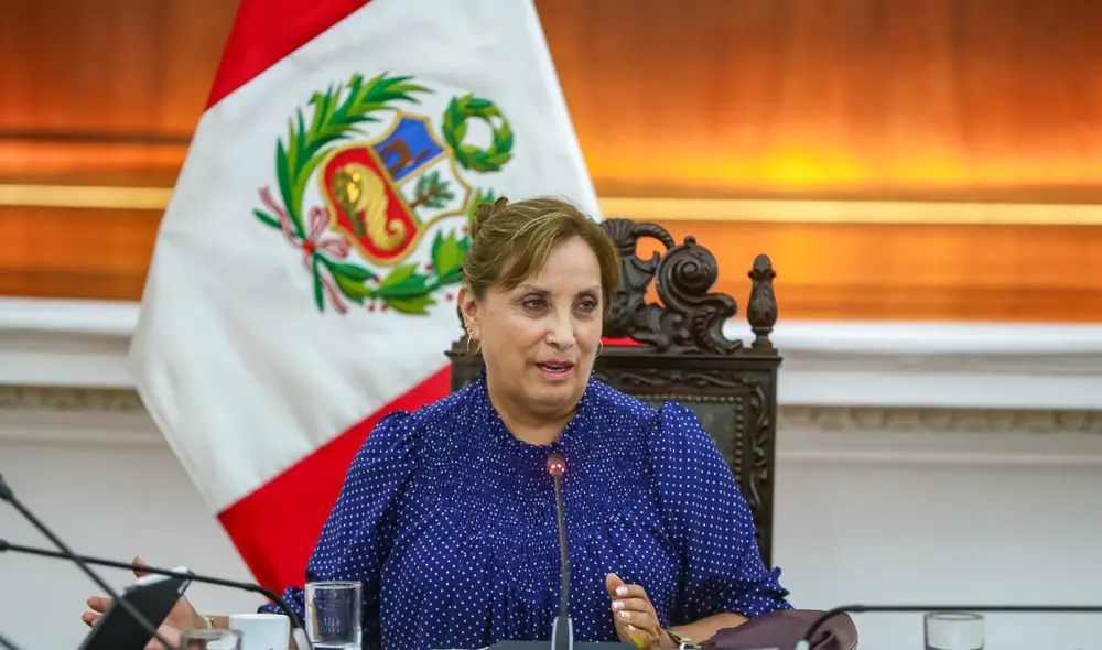 Dina Boluarte arremetió contra la prensa tras el allanamiento a la casa de Santiváñez. Foto: Presidencia.