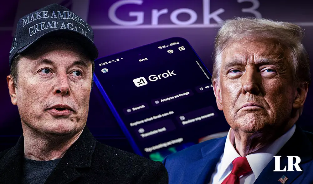 El chatbot Grok, de xAI, ha generado polémica por supuestas instrucciones de ignorar críticas hacia Elon Musk y Donald Trump.  Foto: Composición de Jazmin Ceras/LR/CNN/The New York Times/People