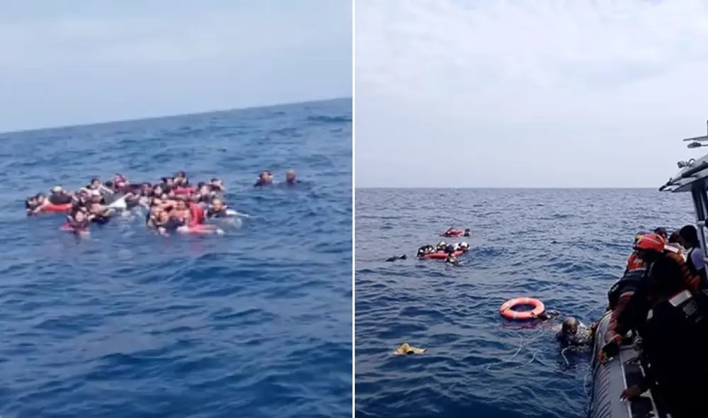 Rescatan a turistas extranjeros a punto de naufragar en el mar del Caribe. Foto: Armada de Colombia