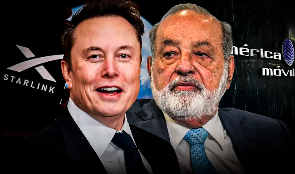 La negociación entre América Móvil y Starlink se interrumpe, llevando a Slim a optar por una inversión de 22.000 millones de dólares en infraestructura propia. Foto: Composición de Gerson Cardoso/LR/Los Angeles Times/Forbes/AD España/América Retail