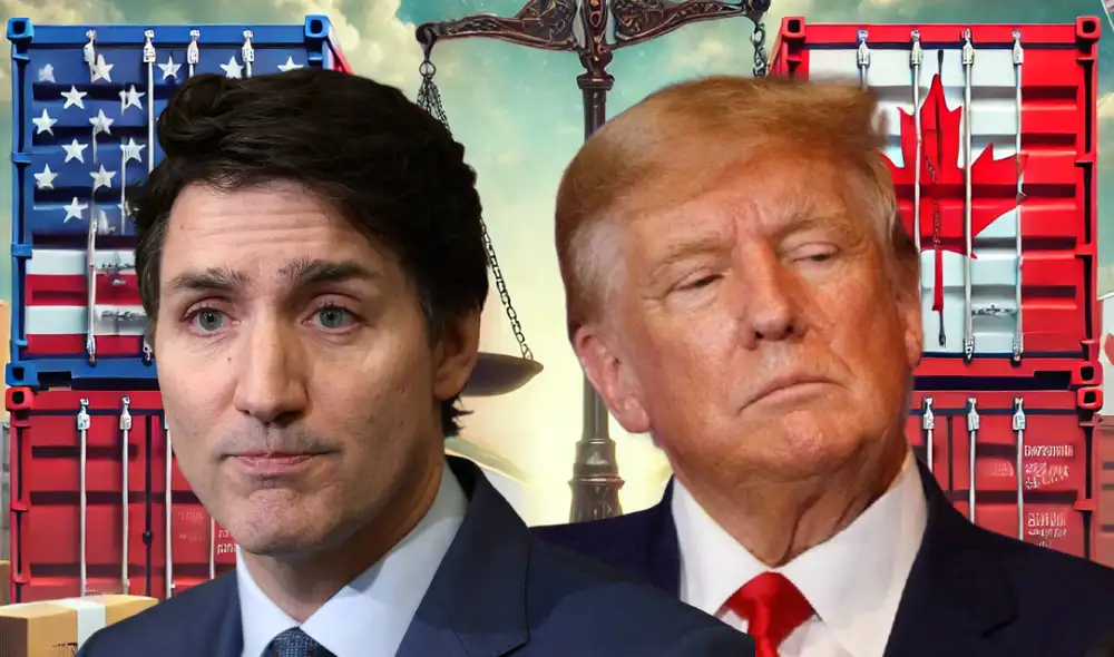 Trudeau anunció aranceles en respuesta a los gravámenes impuestos por Trump. Foto: composición LR / AFP / IA