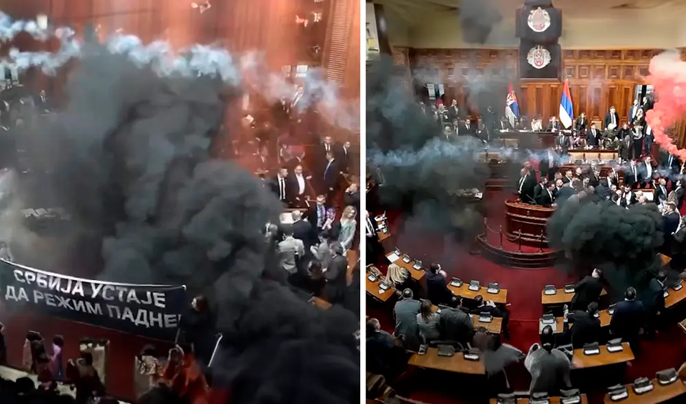 La oposición exige un gobierno de transición y nuevas elecciones, mientras que se lanzaron bombas de humo. Foto: composición LR/X La oposición exige un gobierno de transición y nuevas elecciones, mientras que se lanzaron bombas de humo. Foto: composición LR/X