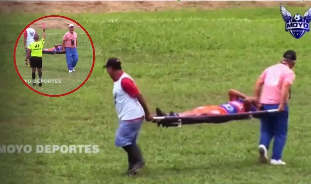 Camillero protagoniza 'blooper' en Copa Perú al trasladar a jugador lesionado y árbitro le saca tarjeta roja: "Lo agarraron por otro lado". Foto: composición6 LR/Ozonotelevisión Camillero protagoniza 'blooper' en Copa Perú al trasladar a jugador lesionado y árbitro le saca tarjeta roja: "Lo agarraron por otro lado". Foto: composición6 LR/Ozonotelevisión