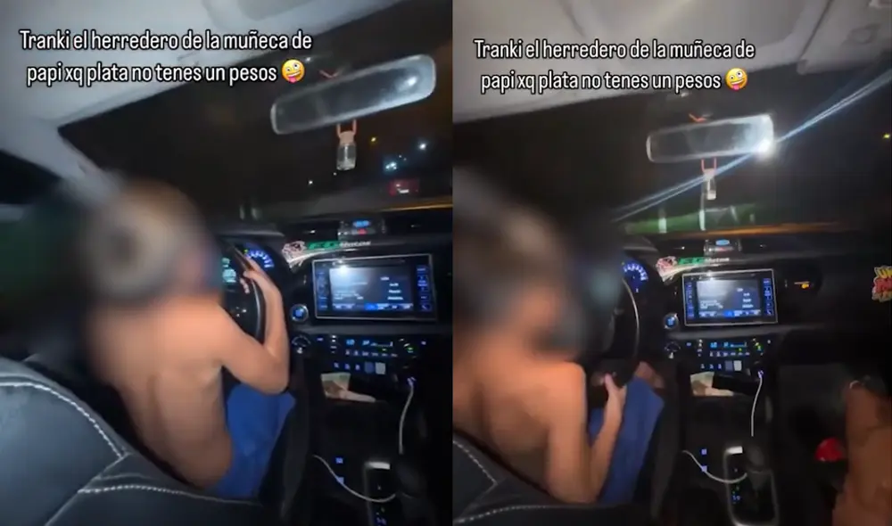 Padre argentino grabó a su pequeño hijo manejando y  sin cinturón de seguridad. Foto: composición LR / Captura de pantalla