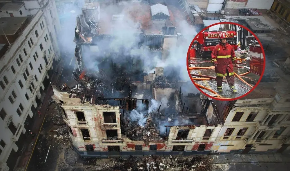 Brigadier general de los bomberos explica por qué no pueden apagar el fuego en el Centro de Lima: "No es un incendio sencillo". Foto: composición LR/Andina/ElPeruano