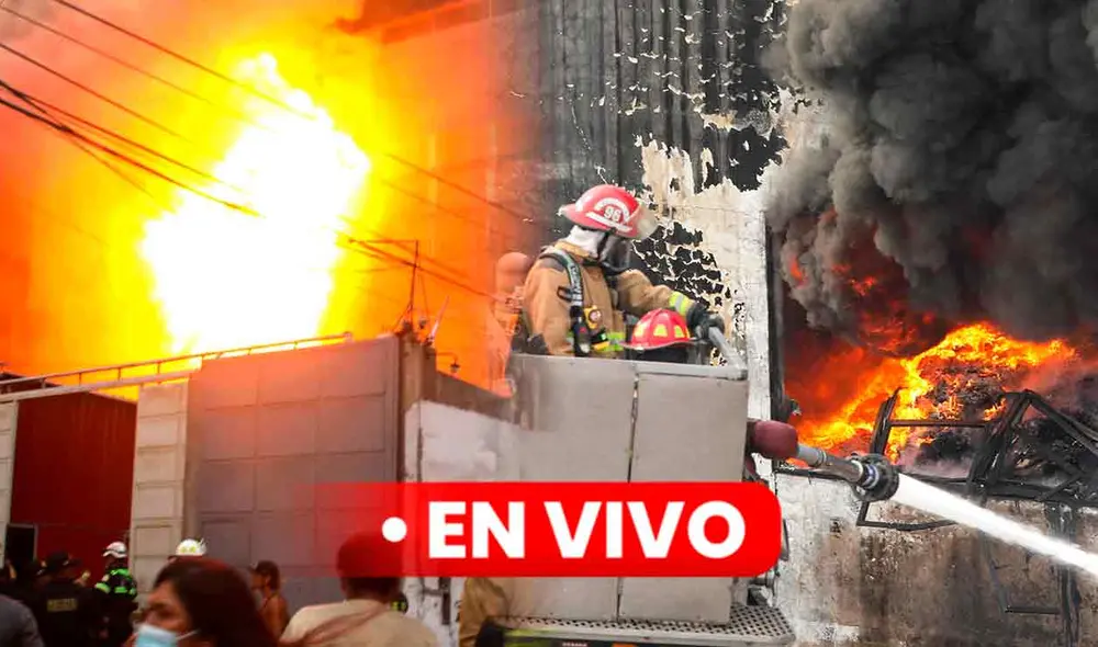 Los bomberos continúan trabajando en apagar el incendio en el Cercado de Lima. Foto: composición LR/Carlos Félix