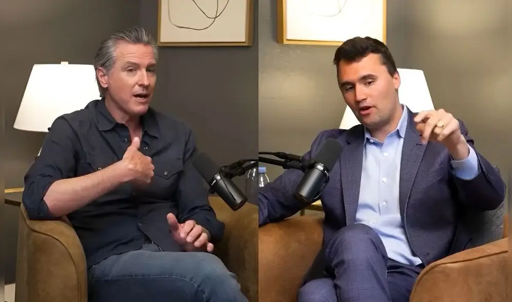 Charlie Kirk fue el primer invitado en el nuevo podcast del gobernador de California. Foto: This Is Gavin Newsom Charlie Kirk fue el primer invitado en el nuevo podcast del gobernador de California. Foto: This Is Gavin Newsom