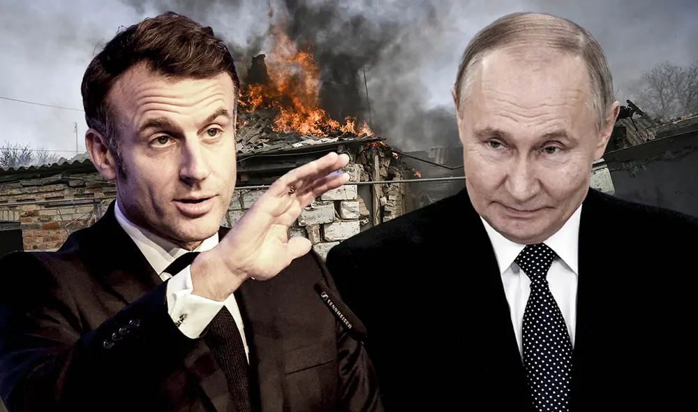 Emmanuel Macron, presidente de Francia, sostiene que Rusia es una amenaza global y advierte que el conflicto en Ucrania podría extenderse más allá de sus fronteras. Foto: composición LR/AFP Emmanuel Macron, presidente de Francia, sostiene que Rusia es una amenaza global y advierte que el conflicto en Ucrania podría extenderse más allá de sus fronteras. Foto: composición LR/AFP