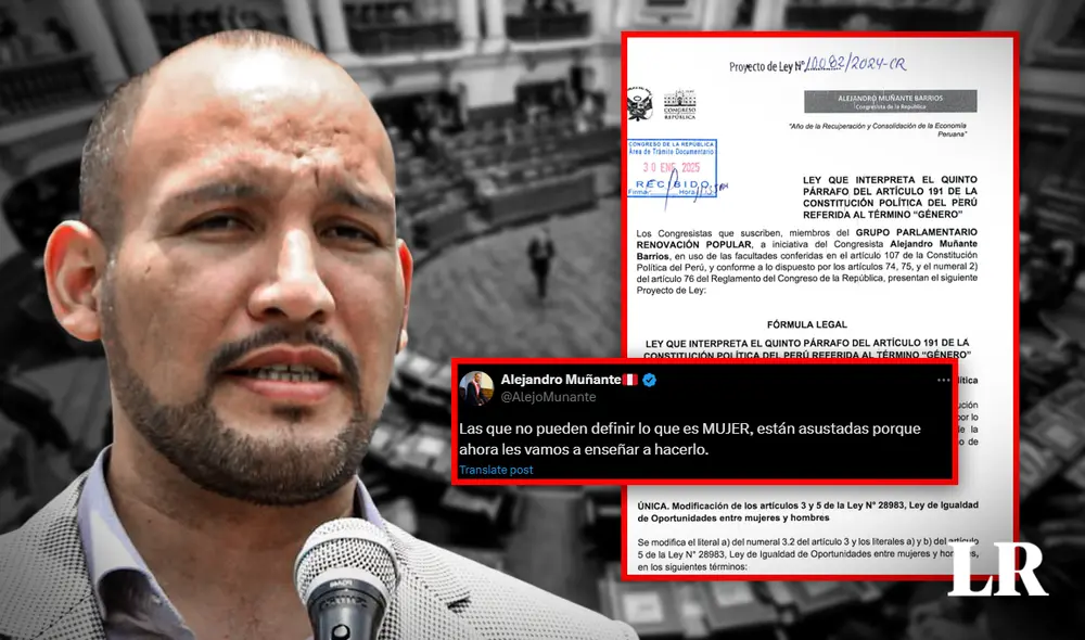 De acuerdo al proyecto de ley de Alejandro Muñante, se propone modificar los artículos 3 y 5 de la Ley de Igualdad de Oportunidades entre Mujeres y Hombres. Foto: LR De acuerdo al proyecto de ley de Alejandro Muñante, se propone modificar los artículos 3 y 5 de la Ley de Igualdad de Oportunidades entre Mujeres y Hombres. Foto: LR