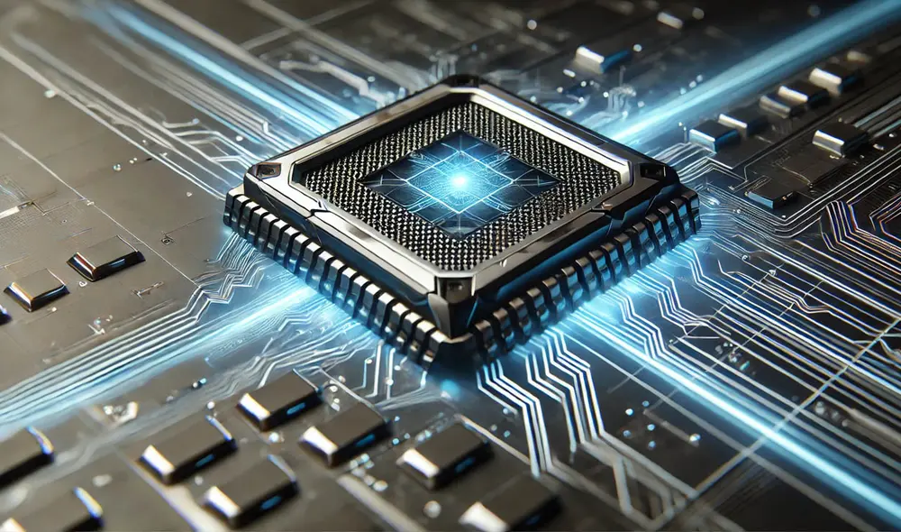 Un equipo de investigadores de China ha desarrollado el primer chip de inteligencia artificial basado en nanotubos de carbono. Esta innovación promete mejorar notablemente la eficiencia y la velocidad de procesamiento. Foto: DALL-E