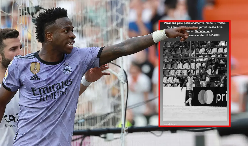 Vinícius utilizó sus redes sociales para solidarizarse con el joven talento del Palmeiras. Foto: composición LR/AFP/Instagram
