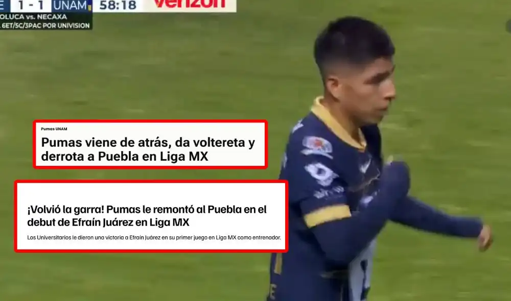 Piero Quispe llegó a los cuatro tantos con la camiseta de Pumas UNAM en el Torneo Clausura. Foto: captura/TUDN