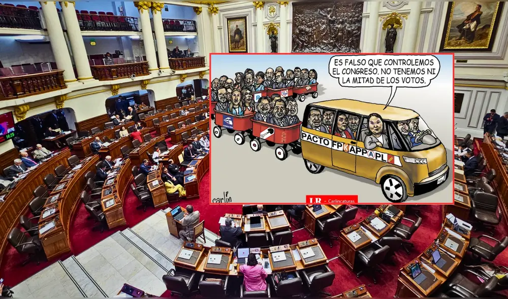 La Carlincatura destaca el blindaje de Fuerza Popular, APP y Perú Libre en el primer Pleno del Congreso 2025. | Composición LR.
