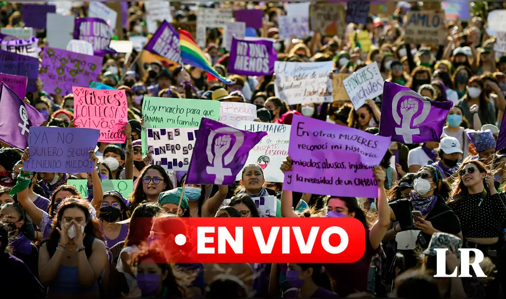 La marcha 8M en México exige justicia social y el fin de la violencia de género, así como el respeto a los derechos reproductivos. Foto: composición LR/AFP.