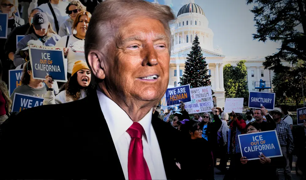 Esta ciudad santuario de California podría colaborar con ICE para facilitar las deportaciones de Donald Trump. Foto: composición LR/AFP/CalMatters