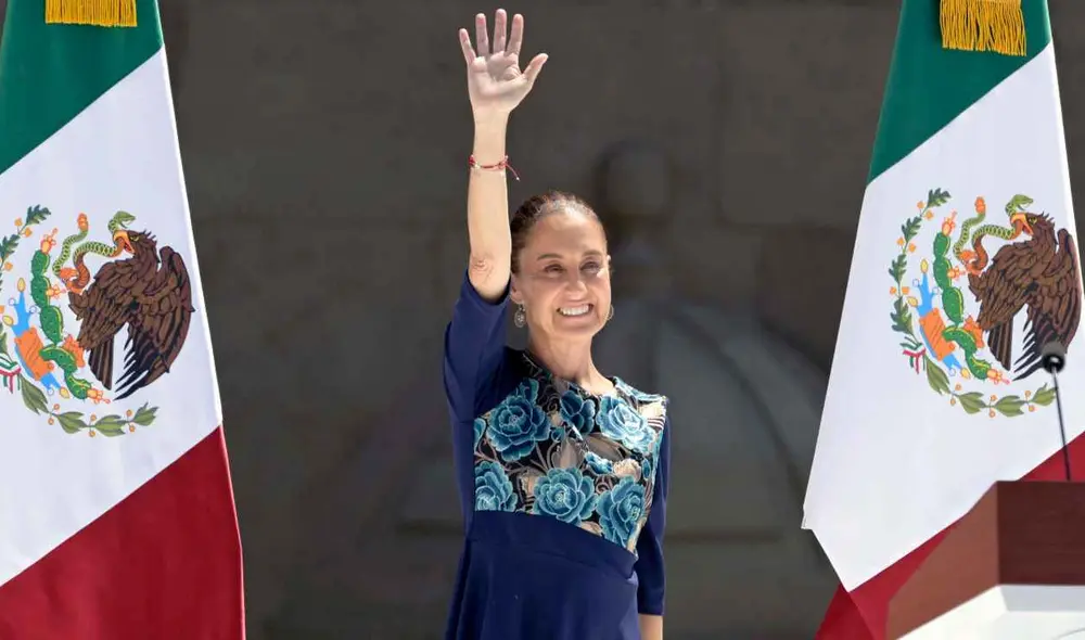 Sheinbaum presentó un discurso en el Zócalo este domingo 9 de marzo. Foto: AFP